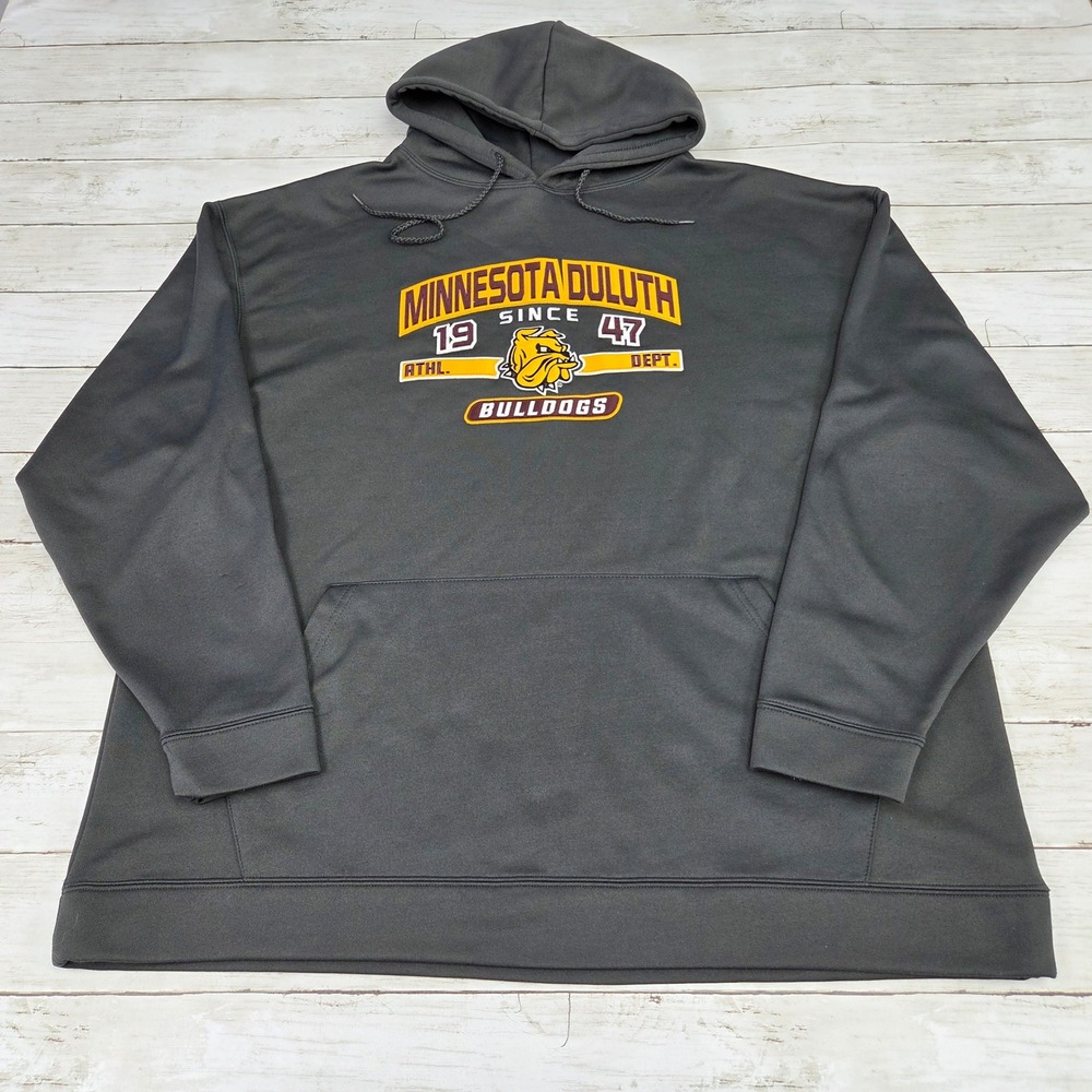 Dodger Minnesota Duluth Bulldogs Hoodie Men XL Gray Performance Sweatshirt